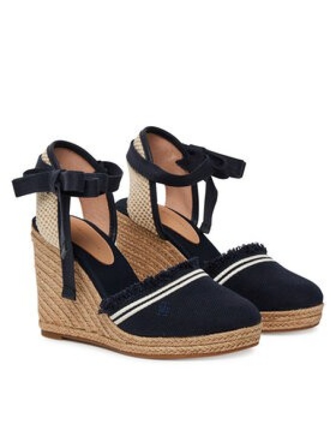 Tommy Hilfiger Espadryle Fringe Canvas High Wedge FW0FW08878 Granatowy
