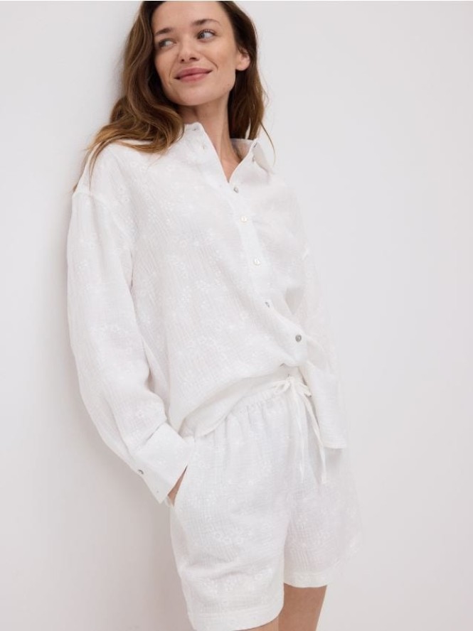 Muślinowe szorty - biały