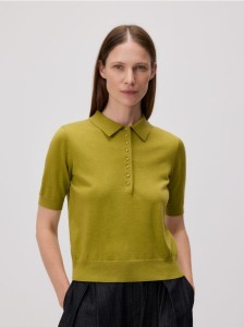 Sweter z kołnierzykiem - oliwkowy