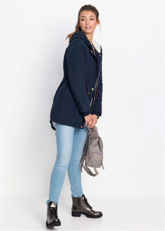 Kurtka parka na podszewce z polaru baranka