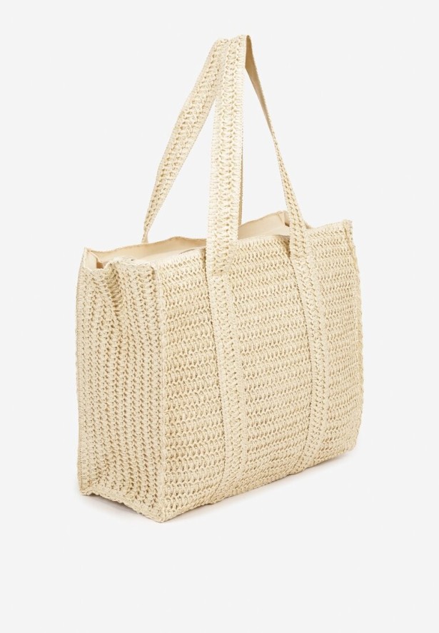 Beżowa Plażowa Torebka Shopperka w Stylu Boho Galapira