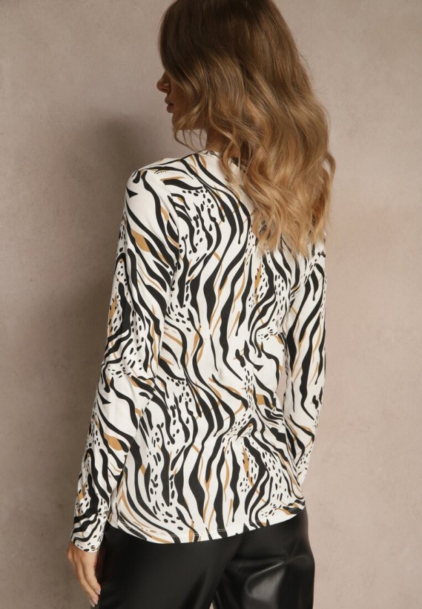 Biało-Czarna Bluzka Longsleeve z Bawełny z Zebrę Unirea