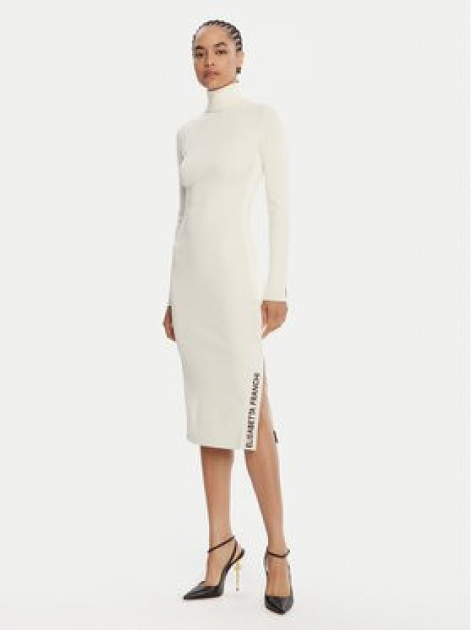 Elisabetta Franchi Sukienka dzianinowa AM-03S-56E2-V390 Écru Slim Fit