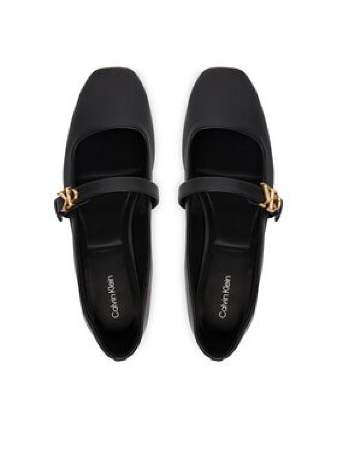 Calvin Klein Baleriny Squared Ballerina Mj Lth Mg Hdw HW0HW03430 Czarny