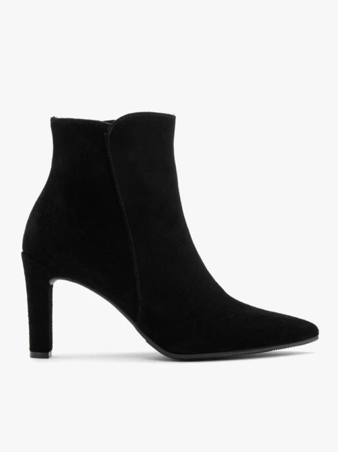 Czarne botki damskie na grubej szpilce