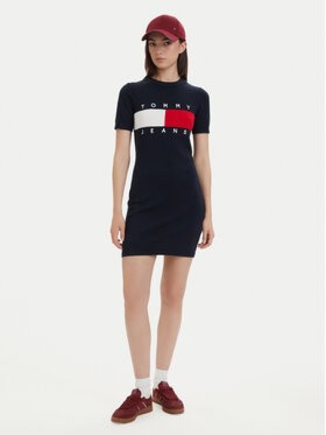 Tommy Jeans Sukienka codzienna Flag DW0DW22853 Granatowy Slim Fit