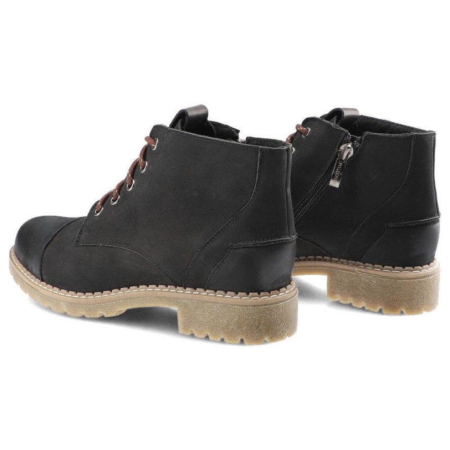 Czarne Botki Pollonus Damskie Skórzane Obuwie