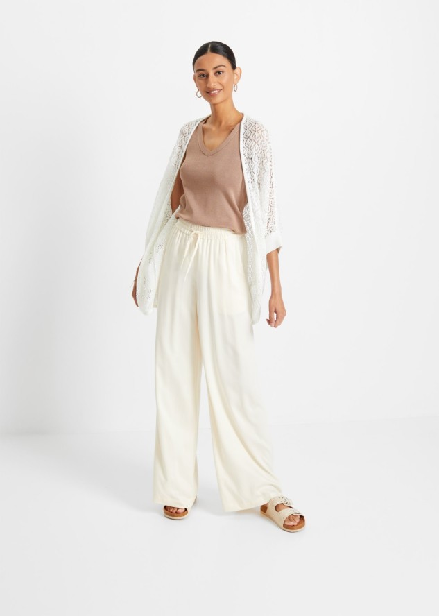 Długi kardigan w ażurowy wzór