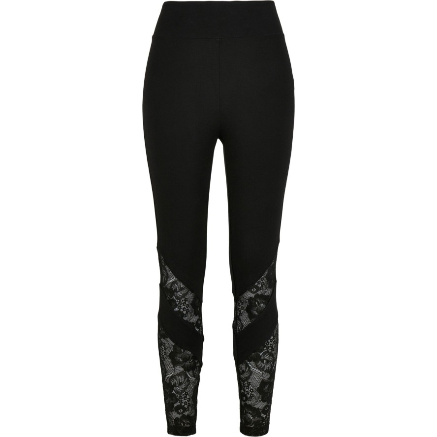 Damskie legginsy z wysoką talią Urban Classics lace inset (GT)