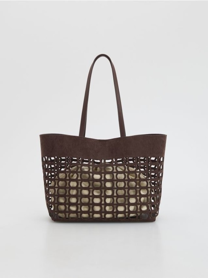 Torebka shopper - ciemnobrązowy