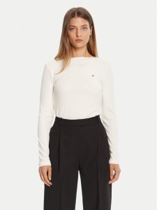 Tommy Hilfiger Bluzka WW0WW47309 Écru Slim Fit