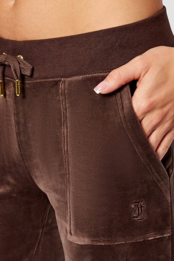 JUICY COUTURE Czekoladowe spodnie dresowe damskie Layla Low Rise, Rozmiar S