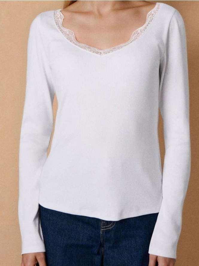 Koszulka z długimi rękawami - biały