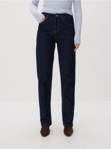Jeansy straight leg - granatowy