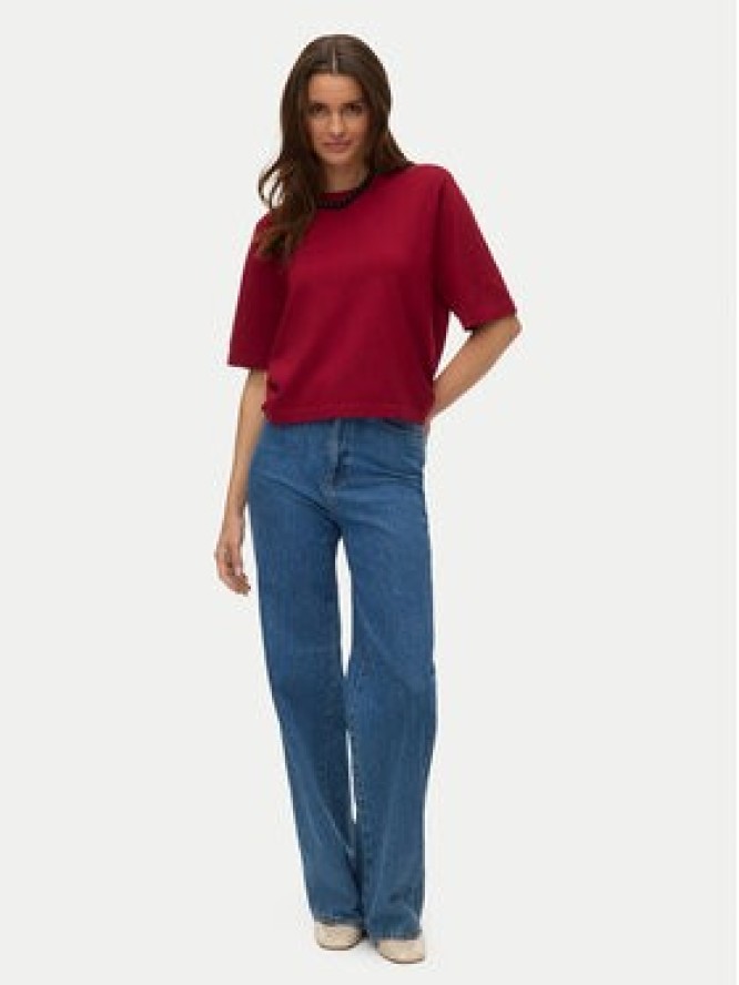 Vero Moda Sweter Silje 10320460 Czerwony ciemny Oversize