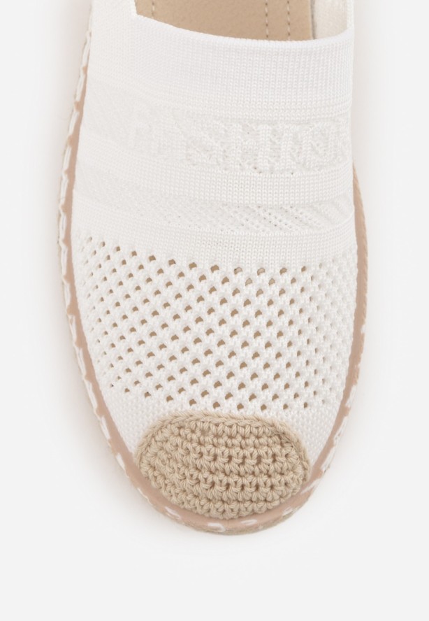 Białe Espadryle z Plecioną Cholewką przed Kostkę Mokosa