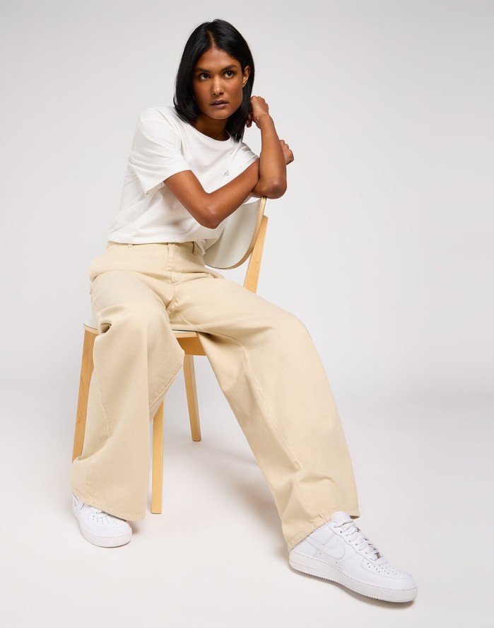 LEE CHINO RELAXED DAMSKIE SPODNIE MATERIAŁOWE MATERIAŁ GREIGE 112349015 L34M016112