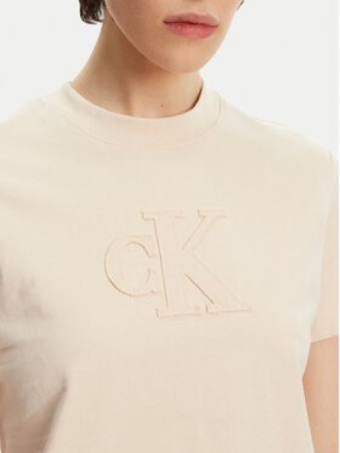 Calvin Klein Jeans T-Shirt J20J225256 Beżowy Regular Fit