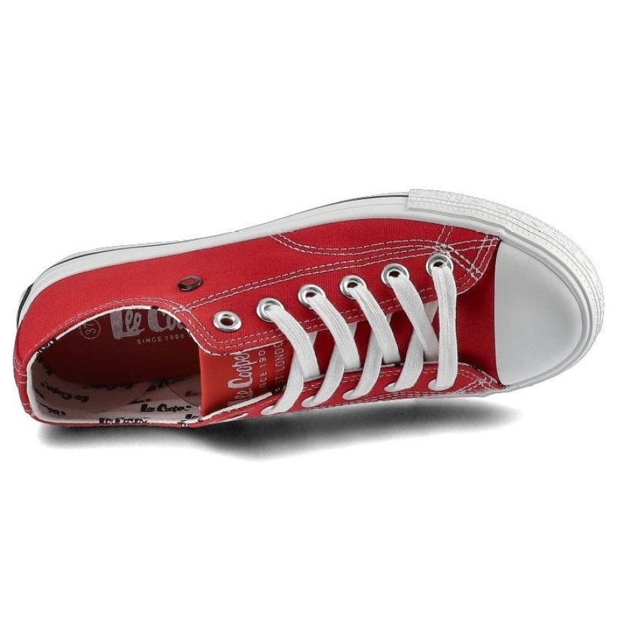 Trampki damskie Lee Cooper, sznurowany fason cholewka tekstylna płócienna niska cholewka przed kostkę gumowy nosek ochronny płaska podeszwa lekka kla