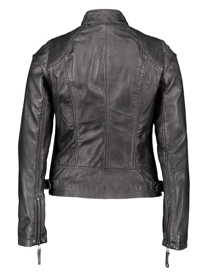 BLUE MONKEY Skórzana kurtka "Helia" w kolorze ciemnoszarym rozmiar: XL