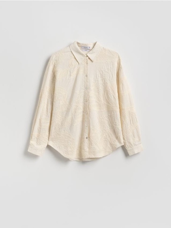 Koszula z wyszywanym wzorem - beżowy