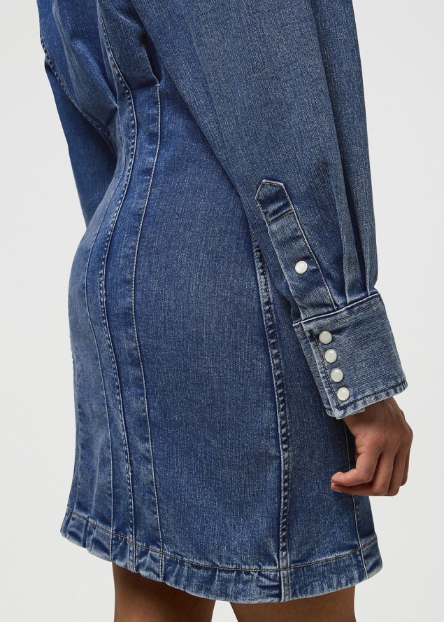 DAMSKA SUKIENKA JEANSOWA WRANGLER DARTED SKIRT DRESS SAPPHIRE TRACE 112370802