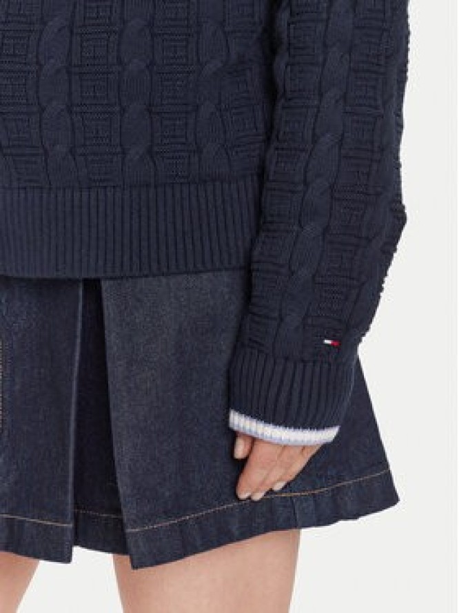 Tommy Jeans Kardigan Cable DW0DW21681 Granatowy Relaxed Fit