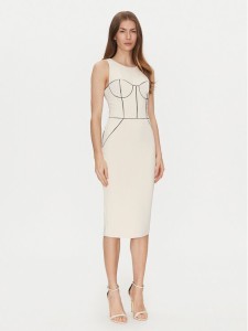 Elisabetta Franchi Sukienka koktajlowa AB-724-51E2-V440 Écru Slim Fit