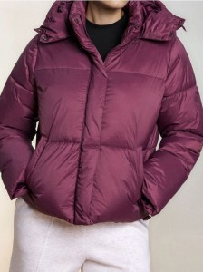 Pikowana kurtka puffer - bordowy