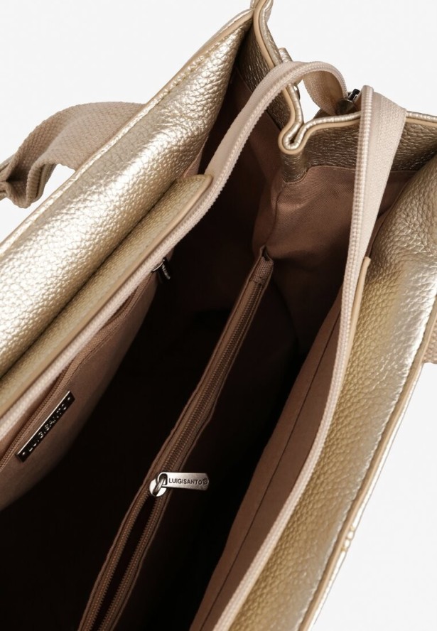 Złota Torebka Tote z Regulowanym Paskiem w Komplecie Soriale