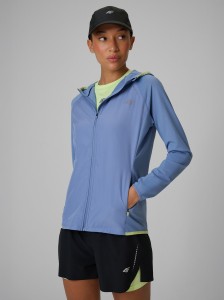 4F Bluza do biegania regular z kapturem damska - niebieska XL