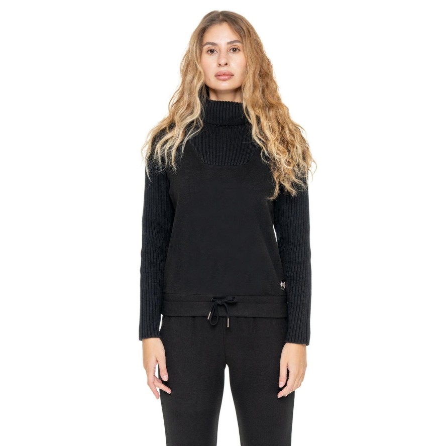 Leone 1947 Warm Touch Damen Rollkragen-Bluza zimowa ze Strickeinsätzen