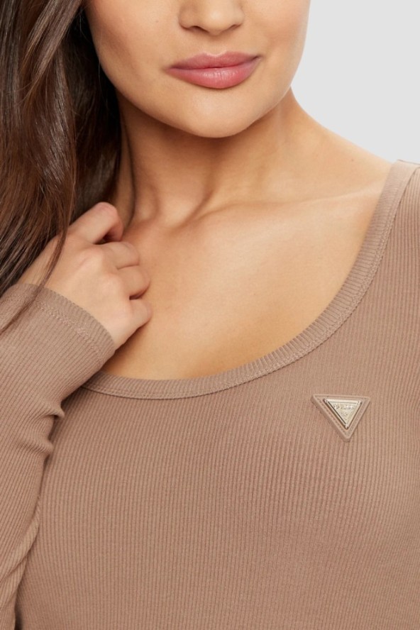 GUESS Brązowy damski longsleeve Colette, Rozmiar L