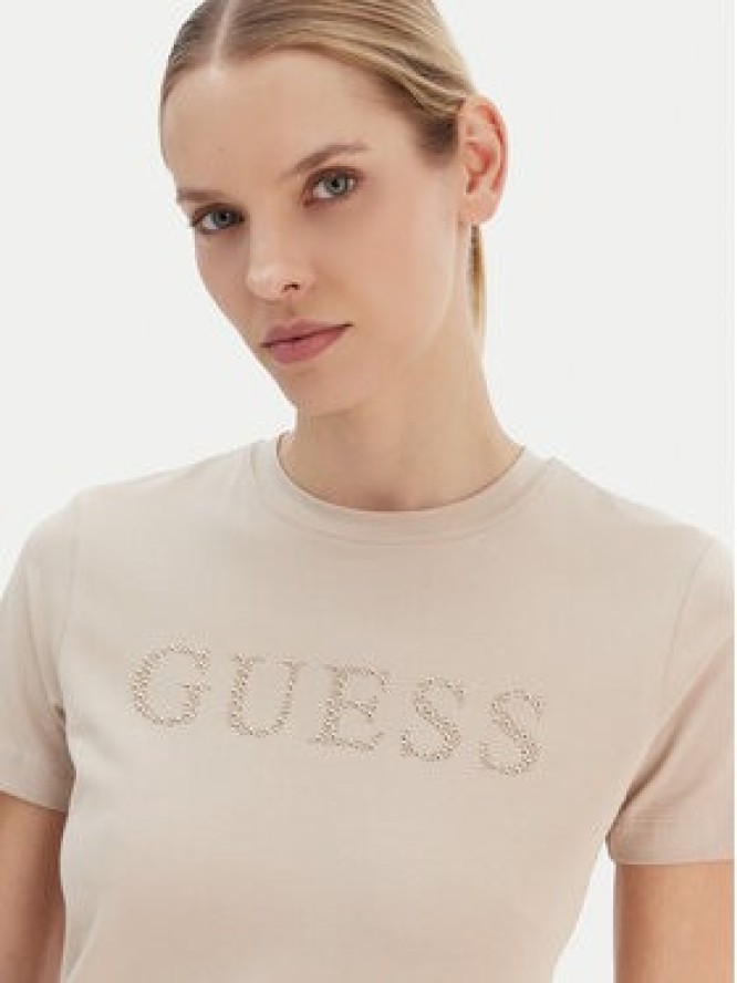 Guess T-Shirt V6RI20 J1314 Beżowy Regular Fit