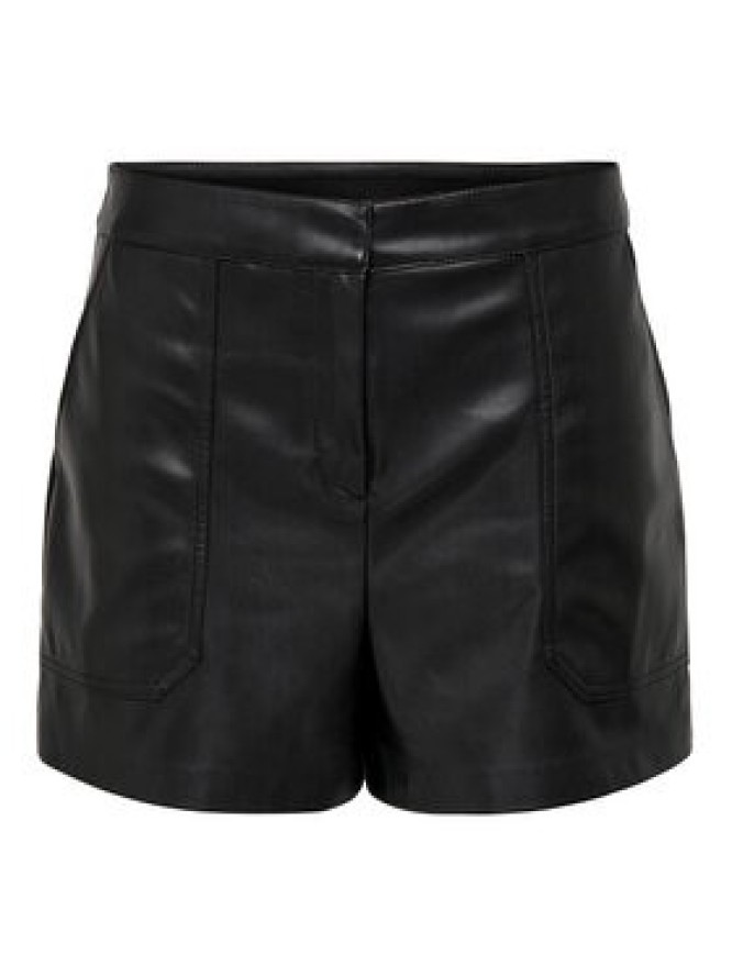 ONLY Szorty z imitacji skóry Tricia 15287184 Czarny Baggy Fit