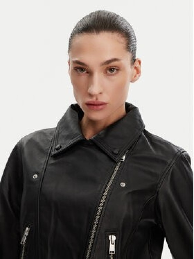 French Connection Kurtka skórzana 7DZI5 Czarny Regular Fit