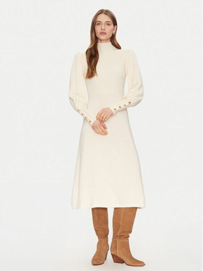 Luisa Spagnoli Sukienka dzianinowa Magalin 58414 Écru Regular Fit