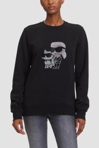 KARL LAGERFELD Czarna damska bluza z cyrkoniami Ikon Rs Duo, Rozmiar M
