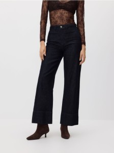 Jeansy wide leg z wysokim stanem - szary