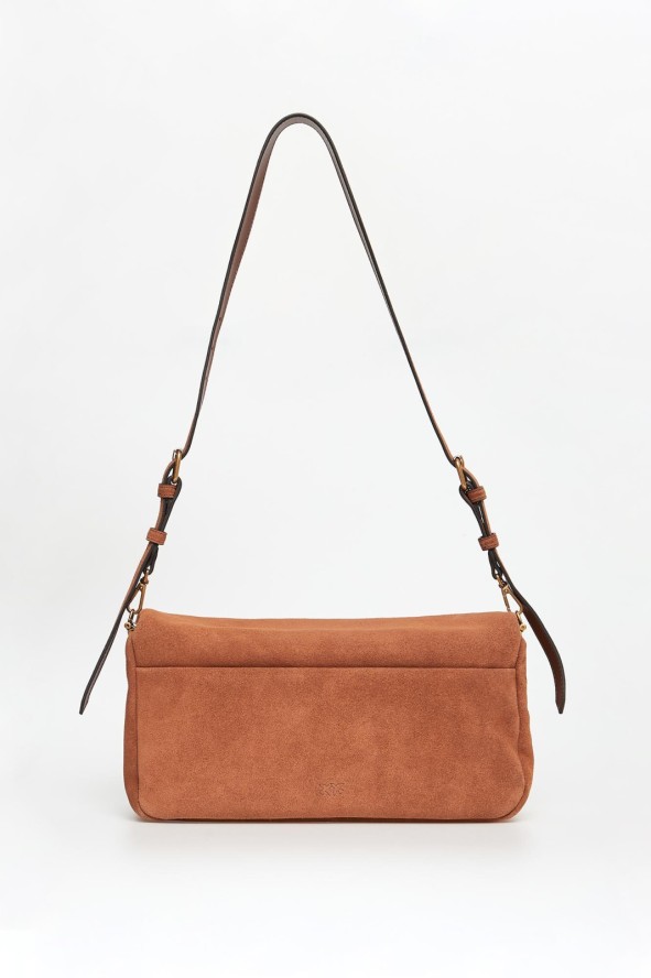 Torebka zamszowa Click Soft Baguette PINKO