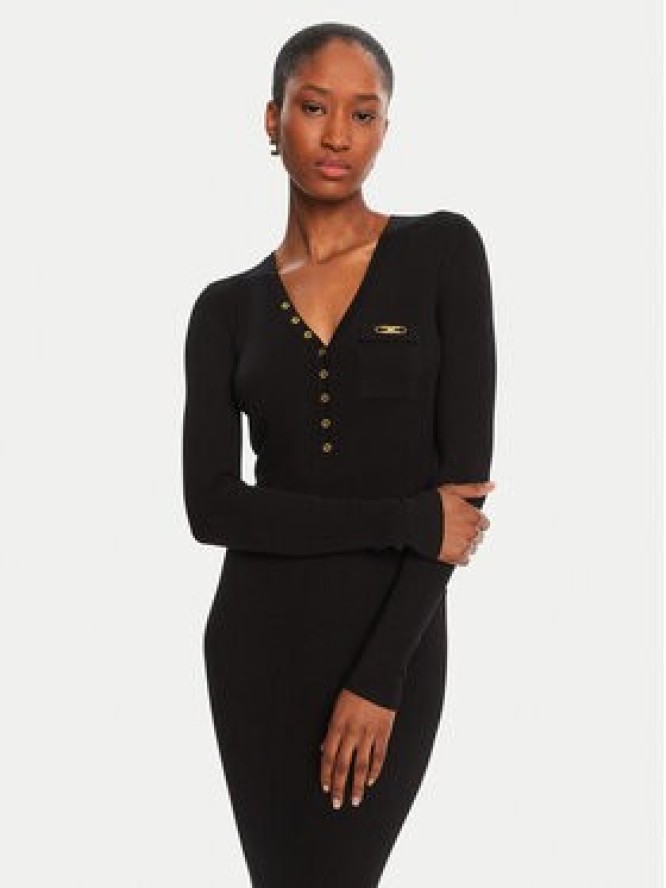 Elisabetta Franchi Sukienka dzianinowa AM-10B-56E2-V390 Czarny Slim Fit