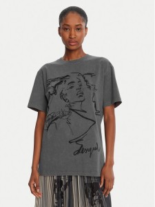 Desigual T-Shirt Budapest 25WWTK47 Szary Regular Fit