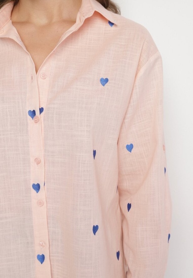 Różowa Koszula z Bawełny Ozdobiona Sercami Aslotis