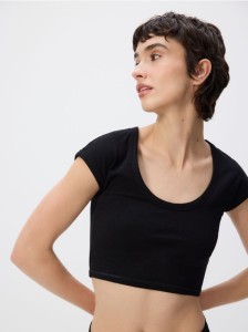 Bawełniany crop top - czarny