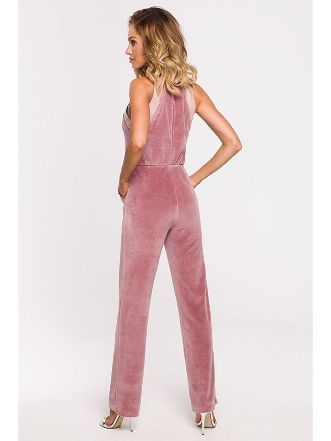 made of emotion Aksamitny kombinezon w kolorze jasnoróżowym rozmiar: M