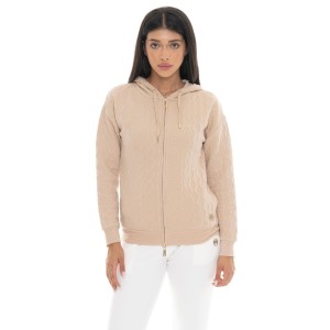 Leone 1947 Braid Damen, Bluza z geflochtenem Stoff, Kapuze, Reißverschluss