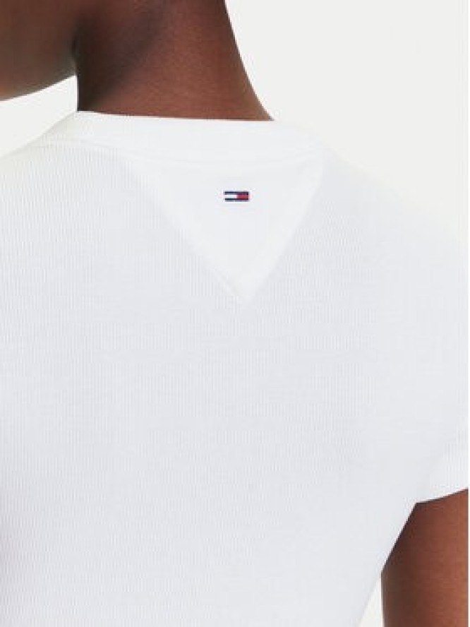 Tommy Jeans T-Shirt Script Label DW0DW21402 Biały Slim Fit