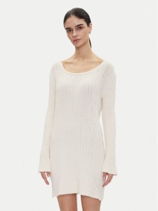 PINKO Sukienka dzianinowa 105301 A2N7 Écru Regular Fit