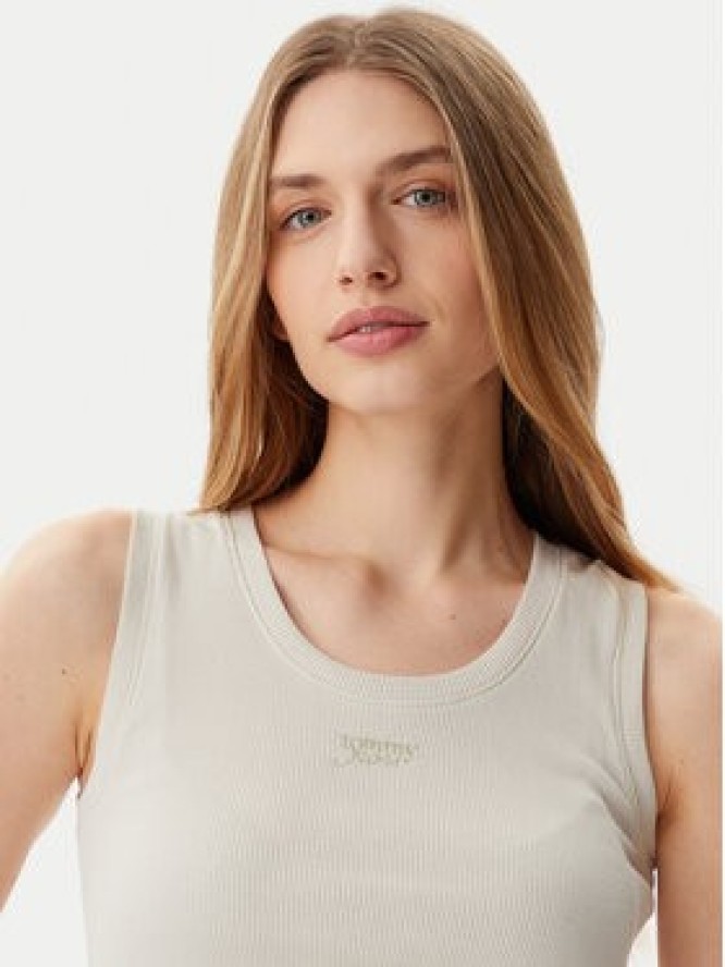 Tommy Jeans Top DW0DW21369 Beżowy Slim Fit