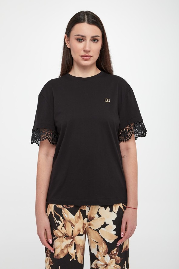 T-shirt damski z koronką TWINSET